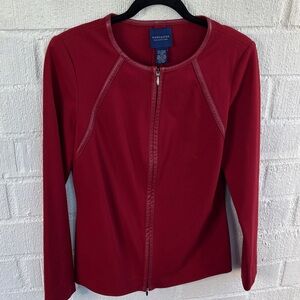 Doncaster Collection Leather Trim Red Stretch Jacket sz M
